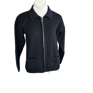 Vintage GAP Black Full Zip Chunky Knit Cardigan Sweater Size Small